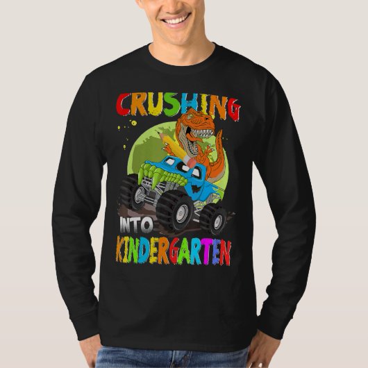 Crushing Into Kindergarten Monster Truck Dinosaur  T-Shirt (Vorderseite)