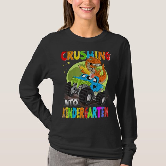Crushing Into Kindergarten Monster Truck Dinosaur  T-Shirt (Vorderseite)