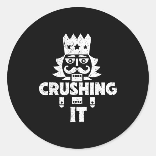 Crushing It Nutcracker Funny Retro Christmas Festi Runder Aufkleber (Vorderseite)
