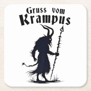 Cruss Vom Krampus Weihnachten Xmas Teufel Gruselig Rechteckiger Pappuntersetzer