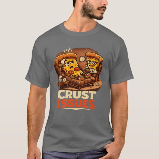 Crust Issues Funny Retro Pizza Therapy T-Shirt (Vorderseite)