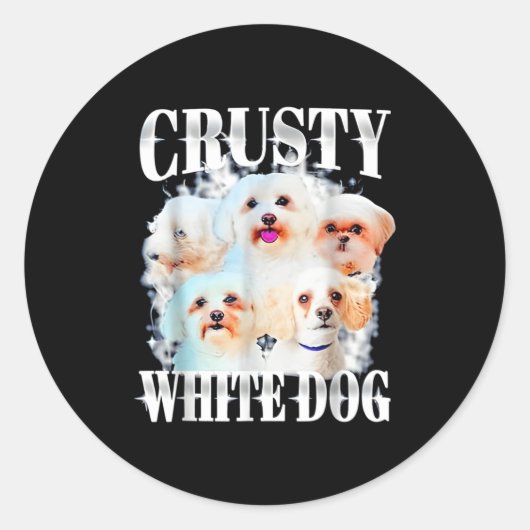 Crusty White Dog Funny For Men Women Runder Aufkleber (Vorderseite)