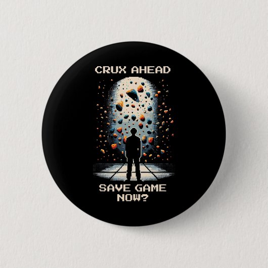 Crux Ahead – Pixel-Art-Design zum Klettern im Spie Button (Vorderseite)
