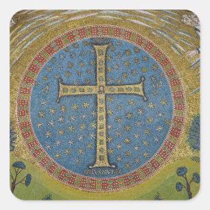 Crux gemmata quadratischer aufkleber