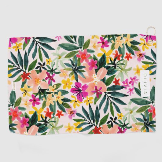 CRUZIFIZIERT farbenfrohe tropische Flora  Golfhandtuch (Horizontal)