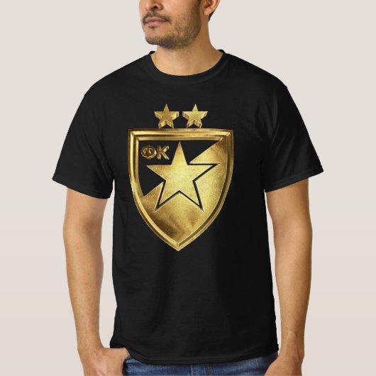Crvena Zvezda Golden Football Serbische Liebe T-Shirt (Vorderseite)