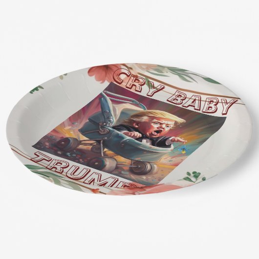 Cry Baby Trump Paper Plate Pappteller (Schrägansicht)