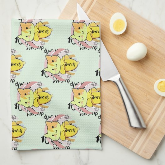 Cry Banana Cat Pattern Geschirrtuch (Viertel Falte)