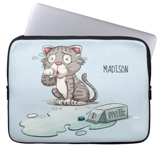 Cry Cat individuelle Name & Color Laptop Ärmel Laptopschutzhülle (Vorderseite)