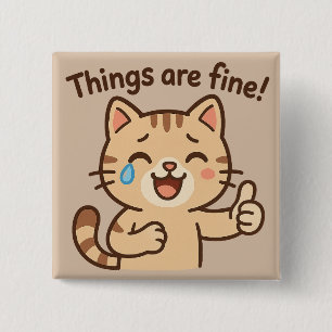 Cry Cat Sticker - "Es geht gut!" Funny Cart Button