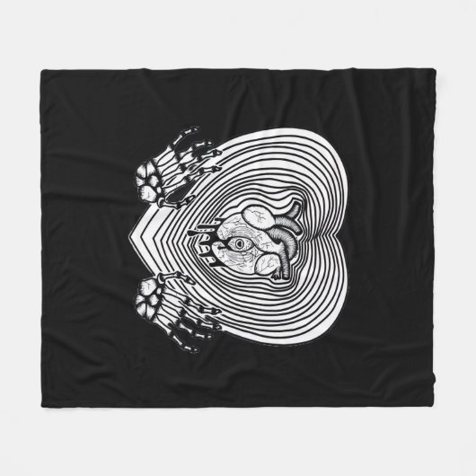 Cry Heart Classic - Skeleton Handherz Fleecedecke (Vorderseite (Horizontal))