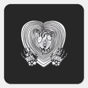 Cry Heart Classic - Skeleton Handherz Quadratischer Aufkleber
