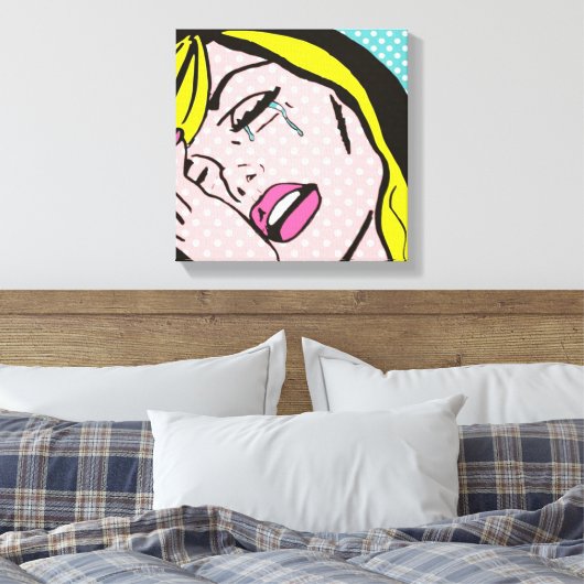 Cry Me a River Pop Art Stretched Leinwand (Insitu (Schlafzimmer))