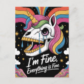 Cry Unicorn Skull Im Fine Alles ist gut Postkarte (Vorderseite)