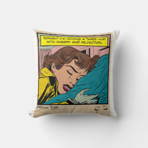 Cry Woman Vintag Retro Romance Comic Book Pane Kissen