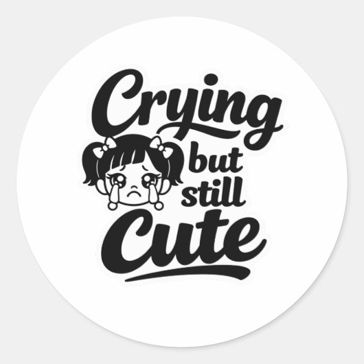 Crying but still cute aesthetic sticker (Vorderseite)