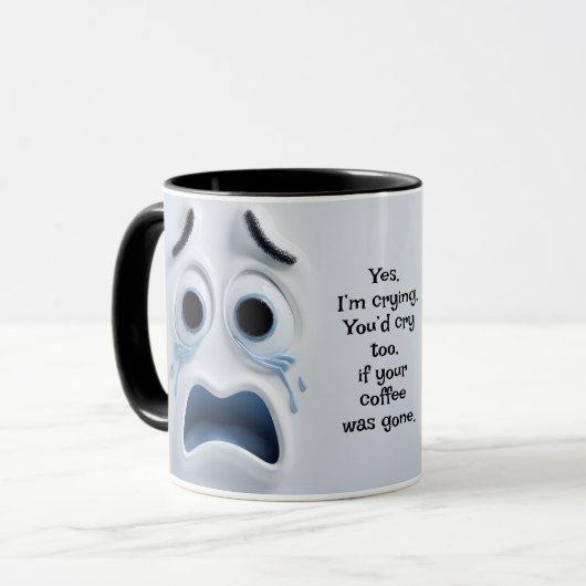 Crying Coffee? Add Name Message, Expressive Face Tasse (Vorderseite Links)