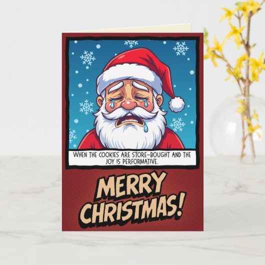 Crying Santa Funny Christmas Karte (Gelbe Blume)