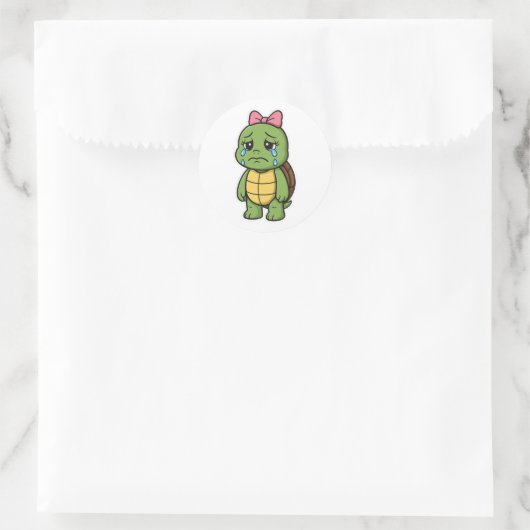 Crying turtle runder aufkleber (Tasche)