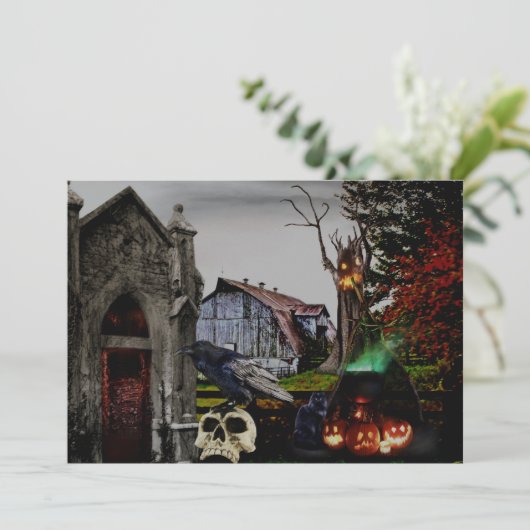*~* Crypt Raven Hexenkulls HALLOWEEN CARD (Stehend Vorderseite)