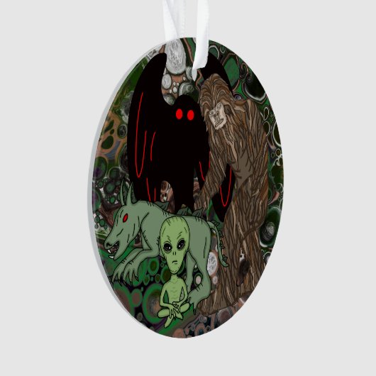 Cryptid Big Foot, Alien, Chupacabra, Mothman Ornament (Vorderseite)