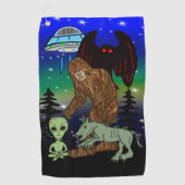 Cryptid Big Foot Alien Mothman UFO Chupacabra Golfhandtuch (Vorderseite)