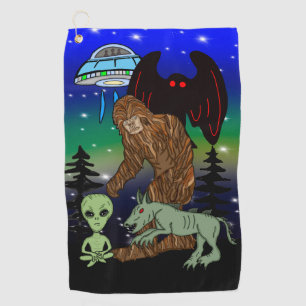 Cryptid Big Foot Alien Mothman UFO Chupacabra Golfhandtuch