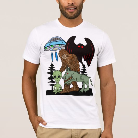 Cryptid Big Foot Alien Mothman UFO Chupacabra T-Shirt (Vorderseite)