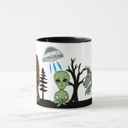 Cryptid Big Foot, Chupacabra, Alien, UFO Tasse (Zentrum)