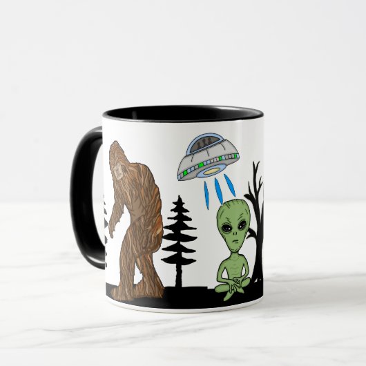 Cryptid Big Foot, Chupacabra, Alien, UFO Tasse (Vorderseite Links)