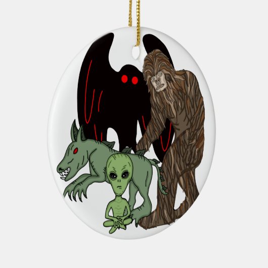 Cryptid Big foot, Chupacabra, Mothman, Alien Keramik Ornament (Rechts)