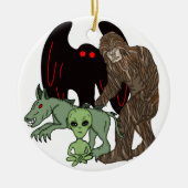 Cryptid Big foot, Chupacabra, Mothman, Alien Keramik Ornament (Vorne)