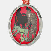 Cryptid Big foot, Chupacabra, Mothman, Alien Ornament Aus Metall (Links)