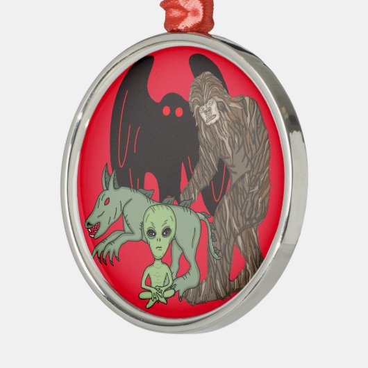 Cryptid Big foot, Chupacabra, Mothman, Alien Ornament Aus Metall (Links)