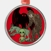 Cryptid Big foot, Chupacabra, Mothman, Alien Ornament Aus Metall (Vorne)