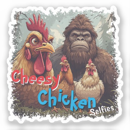 “Cryptid Photo Op” Cheesy Chicken Vinyl Aufkleber (Vorderseite)