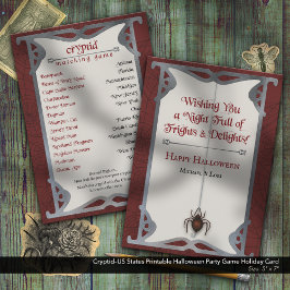 Cryptid-US-Staaten Printable Halloween-Party Game Feiertagskarte