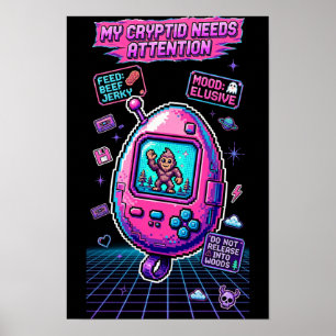 Cryptid Virtual Pet 1997 — Retro Pixel Pal Poster