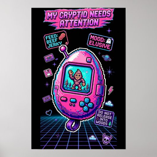 Cryptid Virtual Pet 1997 — Retro Pixel Pal Poster (Vorne)