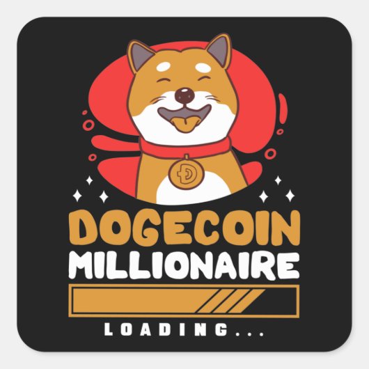 Crypto DogeCoin Millionaire Loading Quadratischer Aufkleber (Vorderseite)