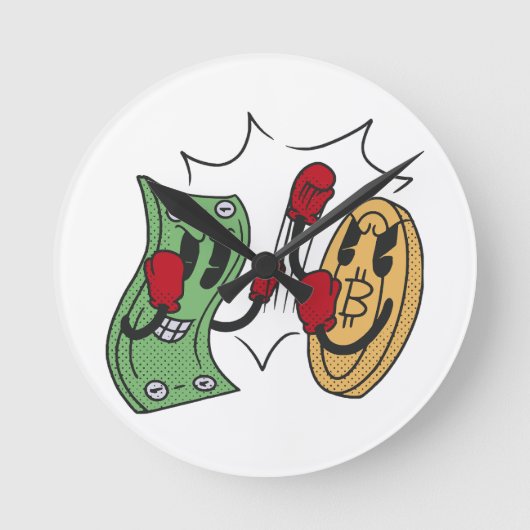 Crypto Fight Club Runde Wanduhr (Vorderseite)