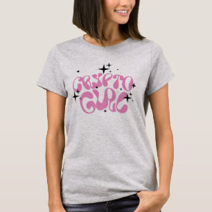 Crypto Girl Retro Pink Lettern auf grauem T - Shir T-Shirt