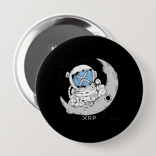 Crypto Meme XRP Kryptowährung Niedlich Astronaut M Button (Vorne & Hinten)