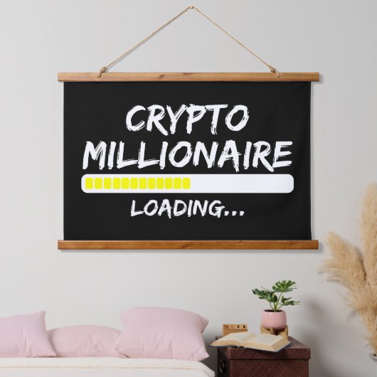 Crypto Millionaire Loading Bitcoin Wandteppich Mit Holzrahmen (Schlafzimmer)
