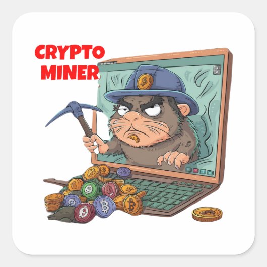 Crypto Miner Quadratischer Aufkleber (Vorderseite)