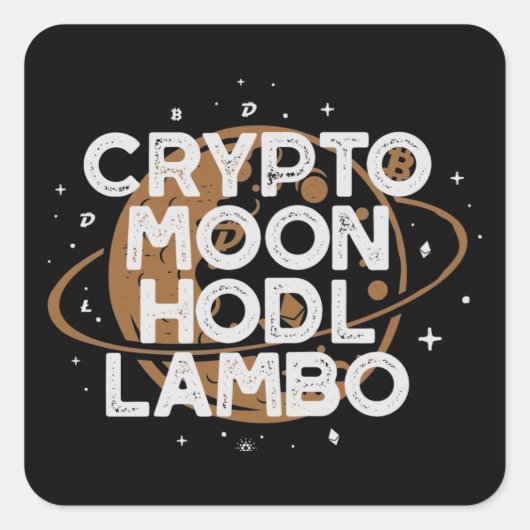 Crypto Moon Quadratischer Aufkleber (Vorderseite)