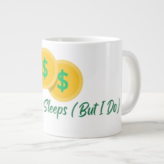 Crypto Never Sleeps But I Do Mug Jumbo-Tasse (Vorderseite Rechts)