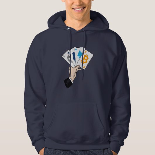 Crypto Poker Hand farbig Hoodie (Vorderseite)