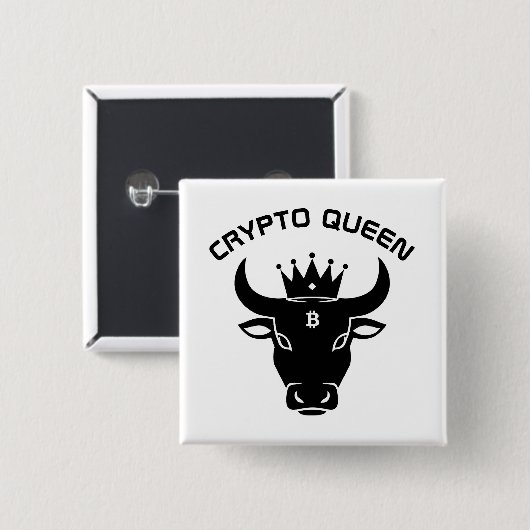 Crypto Queen Personalisiert White Button (Vorne & Hinten)