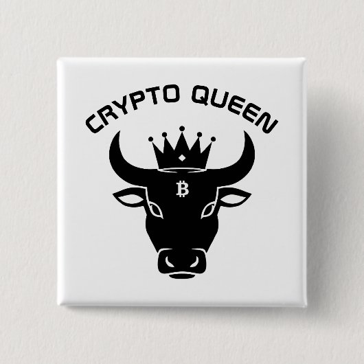 Crypto Queen Personalisiert White Button (Vorderseite)